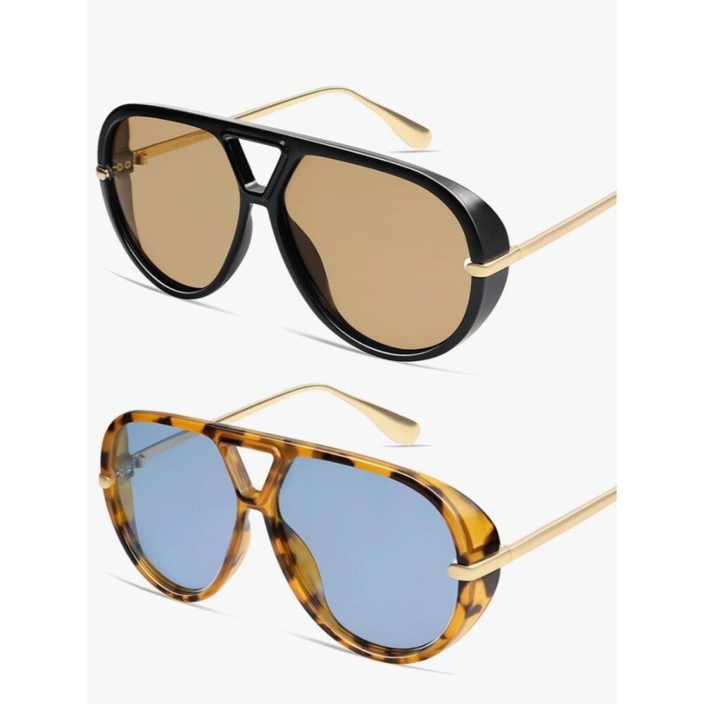 Vanlinker Women's Oversized Polarized Aviator Sunglasses 2 Pack